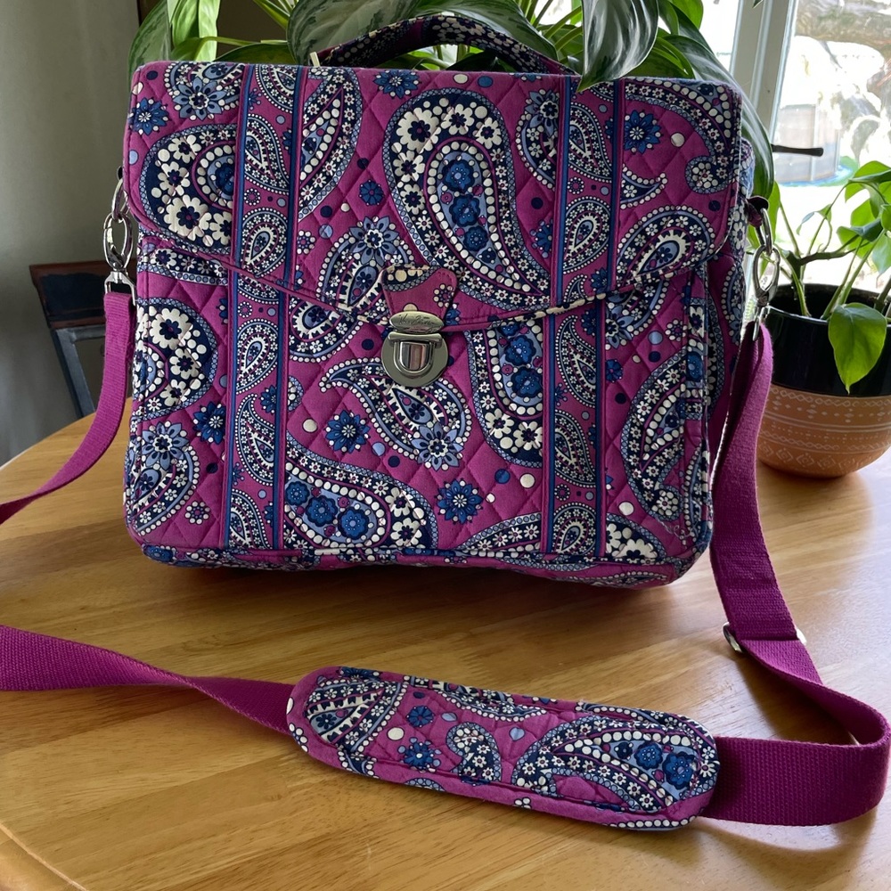 Vera Bradley Designer Purple Paisley Print Laptop Bag